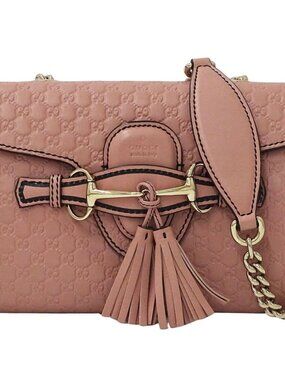 Gucci Shoulder Bag Micro Guccissima Horsebit Leather Pink